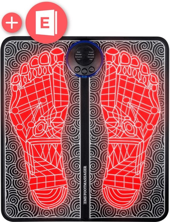 Nuvance - Fußmassagegerät mit Steuerung - EMS-Massagematte - Stimuliert die Durchblutung - Kabellos - Schwarz