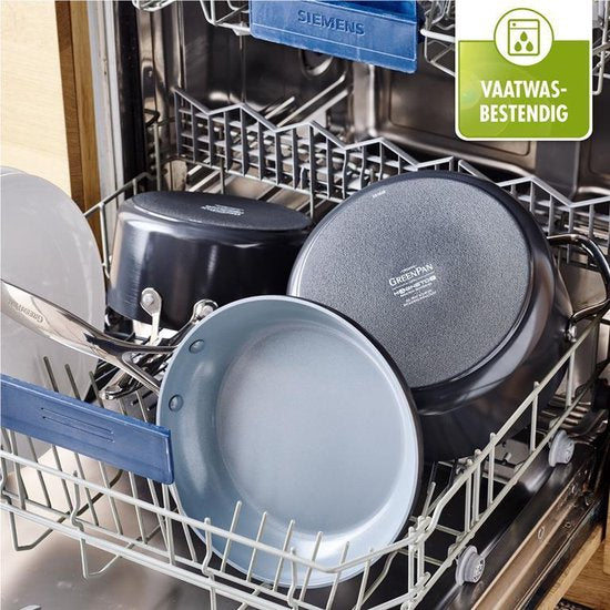Greenpan Venice Pro Aluminium Bratpfanne Ø 28cm - PFAS-frei - Induktion - Backofenfest bis 220°C - Spülmaschinenfest - Schnelles Erhitzen - Griffe aus Edelstahl - Schwarz