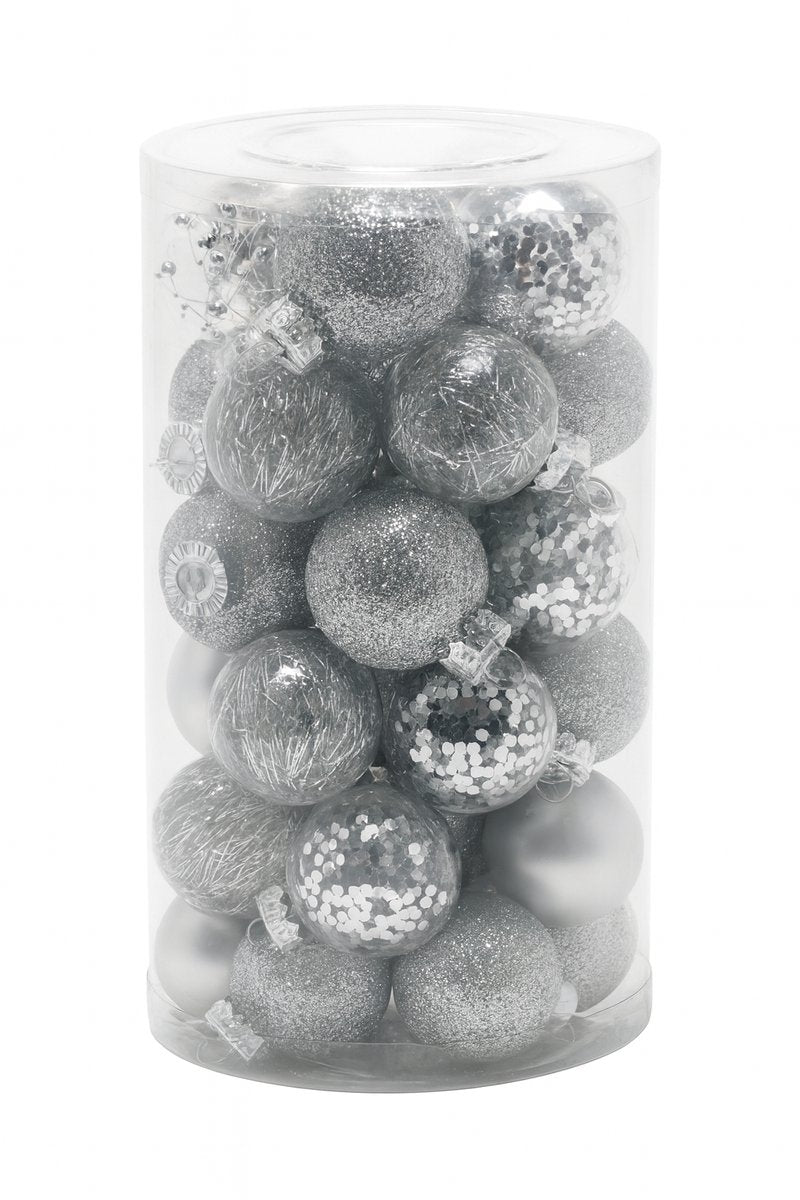 Weihnachtskugel-Set 50 Stück silber Ø 5 cm - Stilvolle und langlebige Weihnachtsdekoration