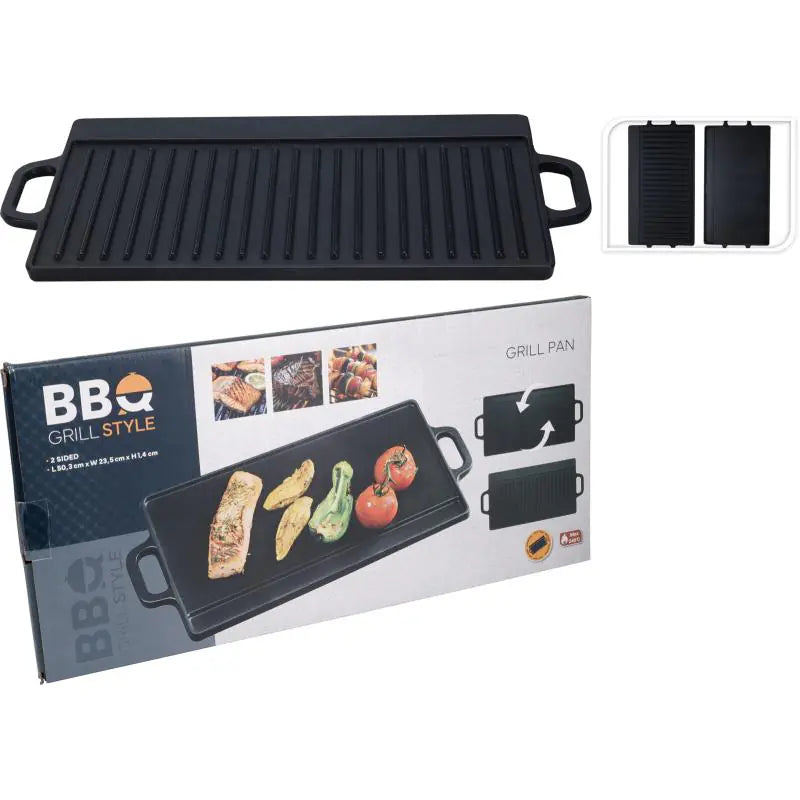 H&S für Mondex Grillplatte aus Gusseisen – 51 x 24 x 2,5 cm – beidseitig verwendbar