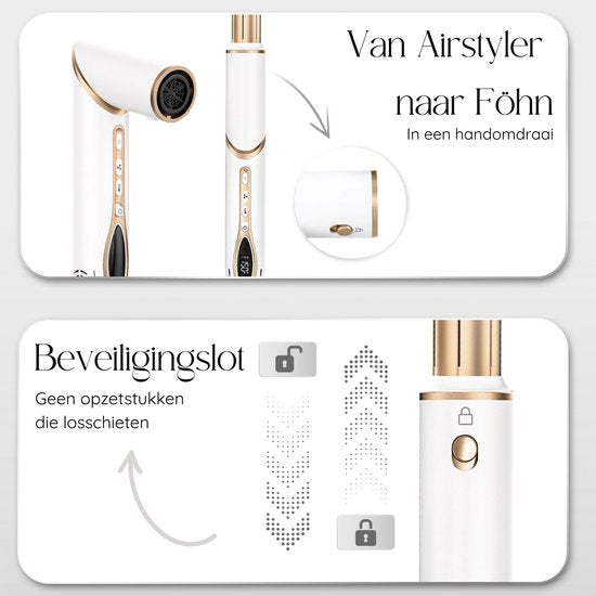 Sansbeauté® 7-in-1 Airstyler - Multistyler - Föhnbürste für kurzes Haar - Hairstyler - Föhnbürste - Wärmebürste - Lockenbürste - Lockenstab - Stylingbürste - Coldshot - Drehbares Kabel