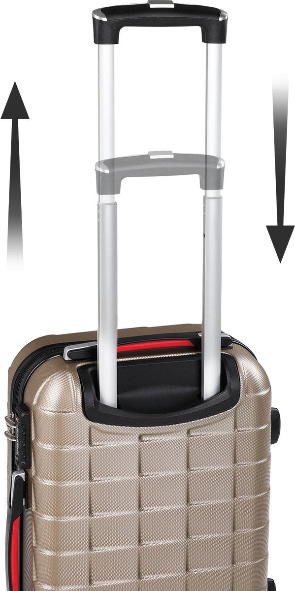 Monzana Exopack Handgepäckkoffer 41 Liter – 53 x 37 x 21 cm – Hartschalenkoffer mit TSA-Schloss und 4 Doppel-Lenkrollen – Champagner