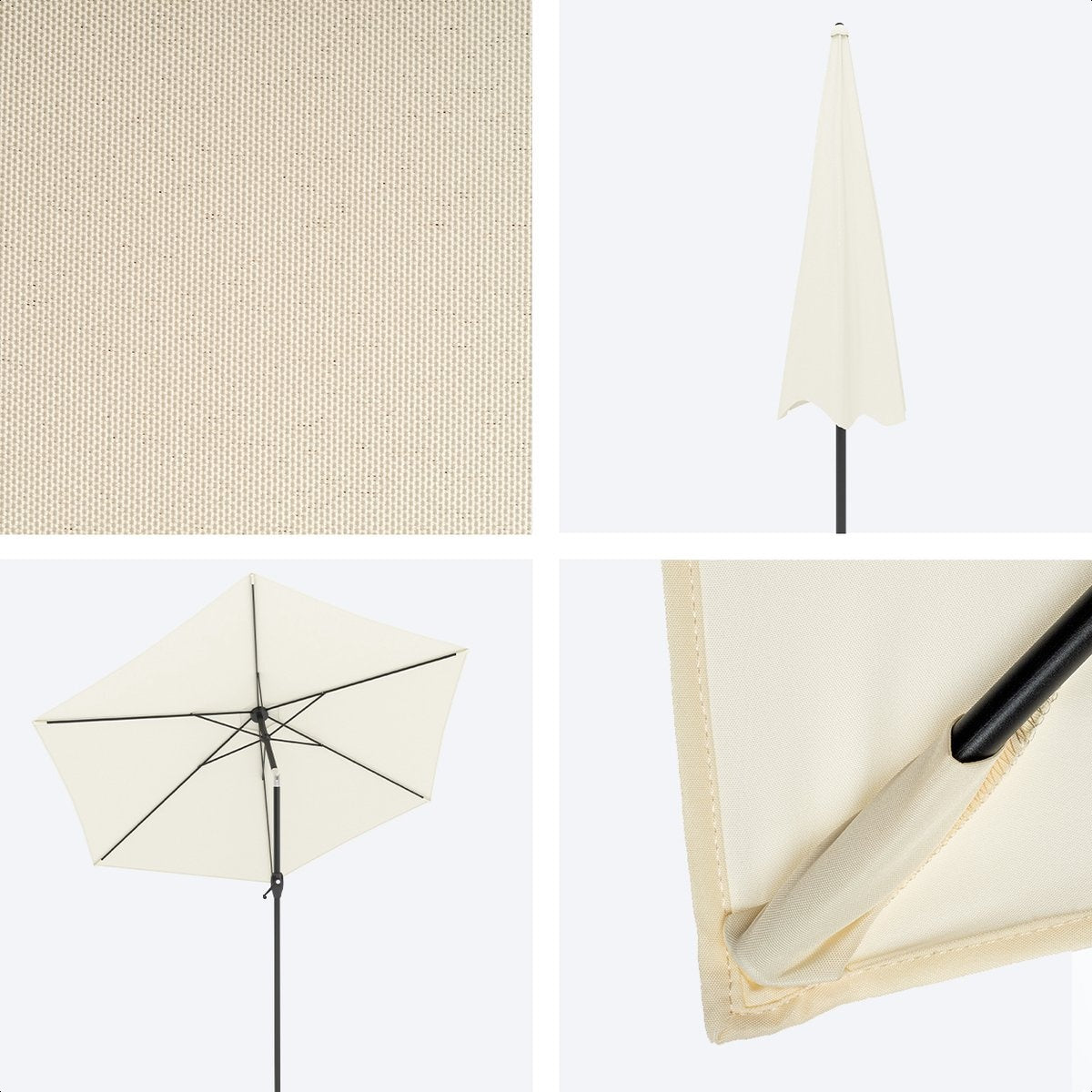LifeGoods Sonnenschirm - 270 cm - 30° neigbar - wasserdicht - mit Bezug - Creme