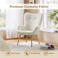 Yaheetech Loungesessel aus Cord mit hoher Rückenlehne 68 × 70 × 97,5 cm Beige