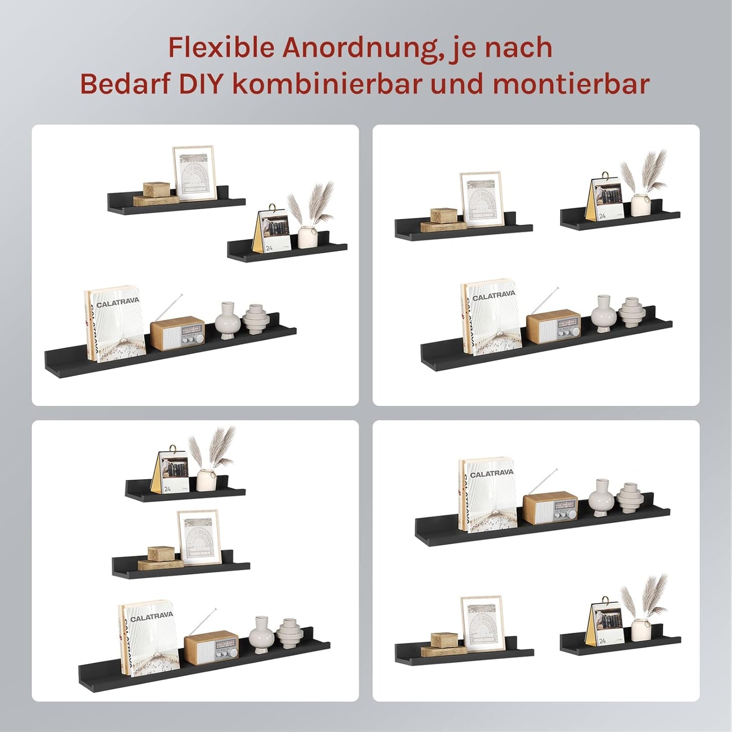WOLTU Bilderrahmen-Regal, 3er-Set – Schwarz