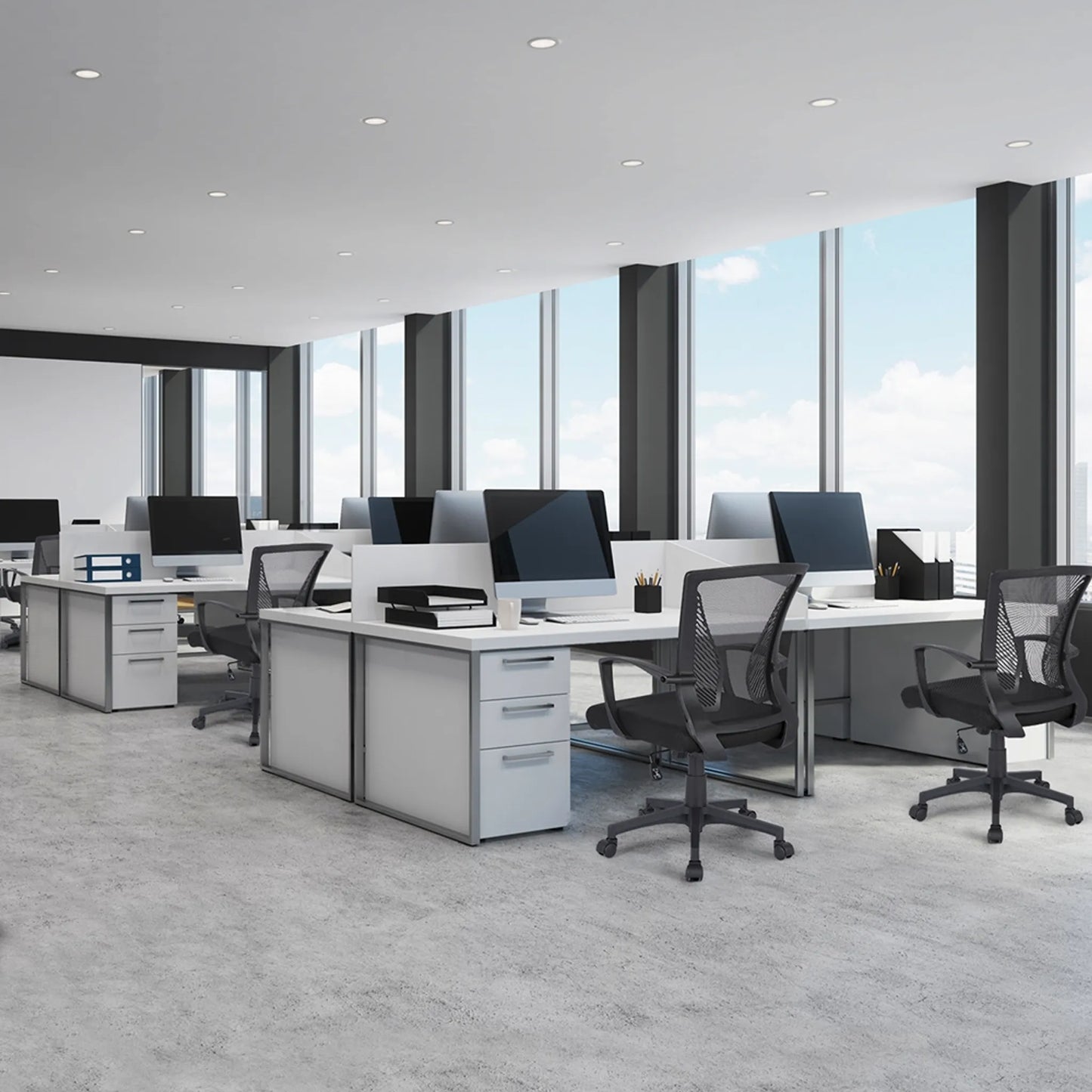 Yaheetech Bürostuhl Ergonomisch - Features Atmungsaktive Mesh-Gewebe und Rocking-Funktion und verstellbare Sitzhöhe - für Büro und Studie - Schwarz Nylon und Metall - 60 x 60 x 91-100,5 cm