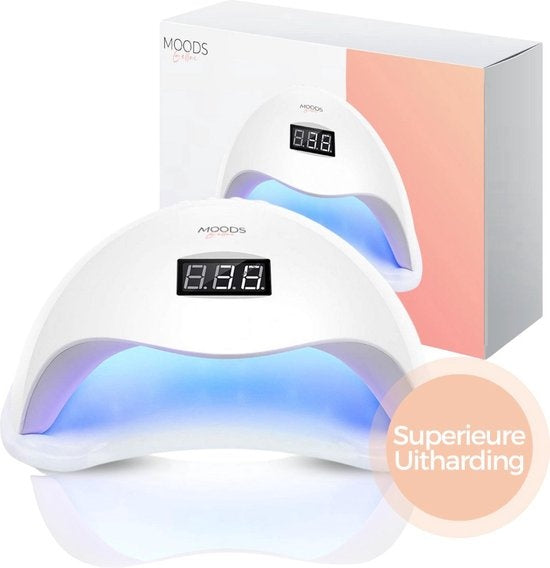 Moods Gellac - Professionelle Nagellampe - UV-Lampe Gel-Nägel - Nageltrockner - Steuerbar mit Tasten - Leistungsstarke LED-Lampe - Weiß