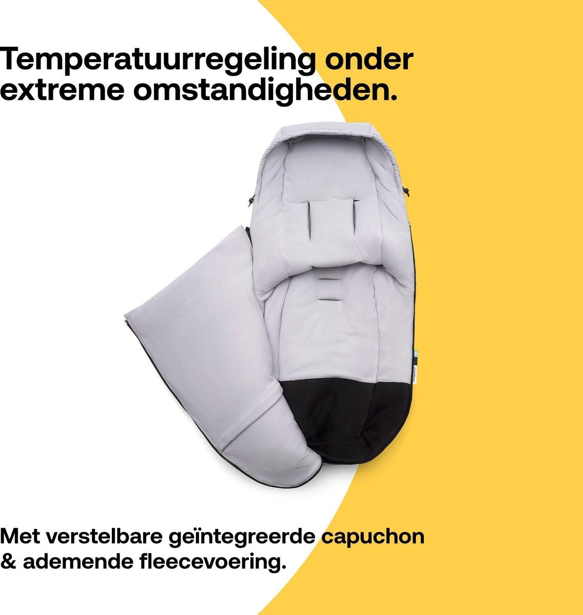 Bugaboo - kuscheliger Fußsack - Kinderwagenzubehör mit Kapuze - Zwei-Richtungen-Reißverschluss - Grey