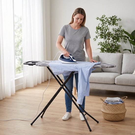STAUS&BACH Bügelbrett M – für Bügeleisen – 114 x 38 cm – Dampfbügeleisen – Dunkelgrau – Ironiq Pro