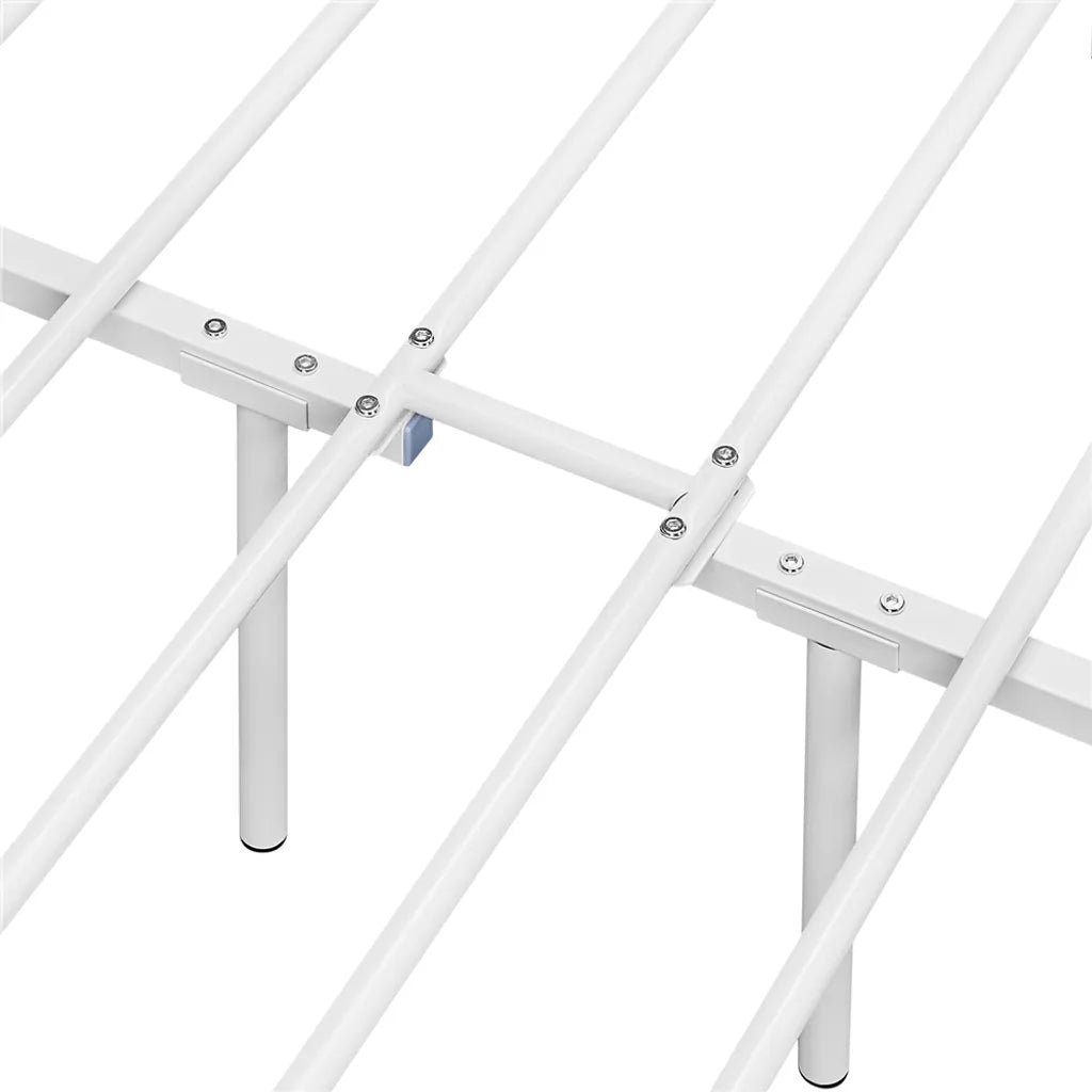 Yaheetech Metallbettgestell 140 x 200 cm – Weiß – Doppelbett mit Lattenrost und hohem Kopfteil