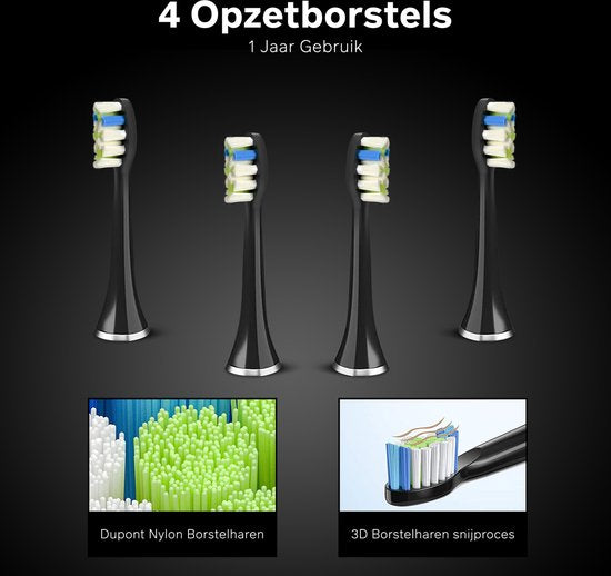 Bintoi® iSonic Black Series D700 - Elektrische Zahnbürste - Ultra Whitening