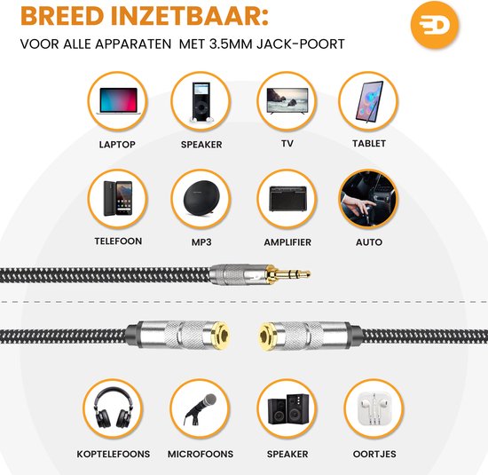 Drivv. Premium Audio Splitter - AUX - Jack Splitter - Audio Splitter 3.5 mm Jack - Stecker zu Buchse - Grau