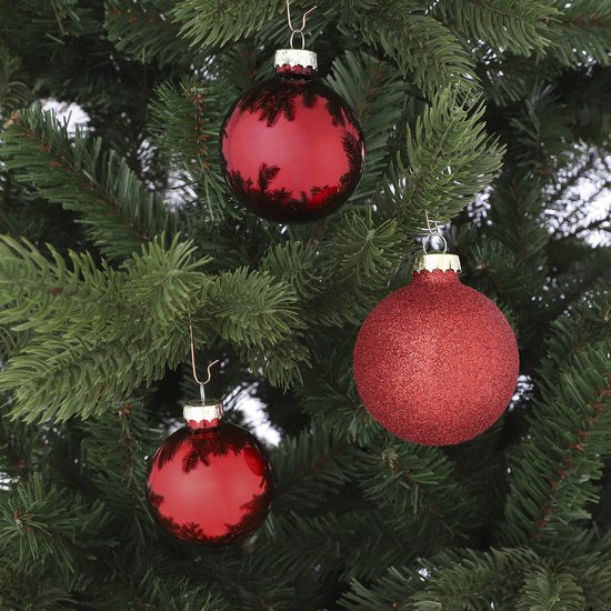 House of Seasons Weihnachtskugelset - 42 Stück - Ø7 cm - Glas - Rot