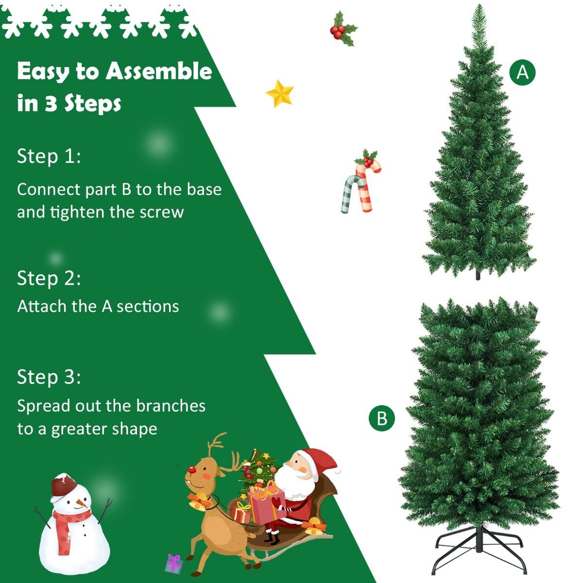 Künstlicher Weihnachtsbaum Coast Pencil Shape - PVC - 180cm mit 400 Spitzen