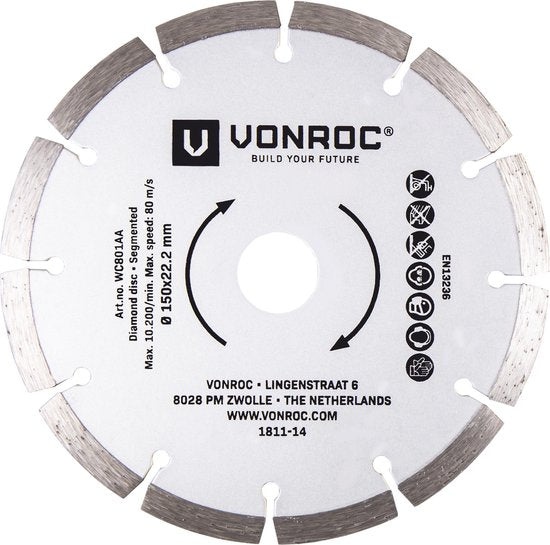 VONROC Diamanttrennscheiben - Ø150MM - universal - 2 Stück - Stein & harte Materialien