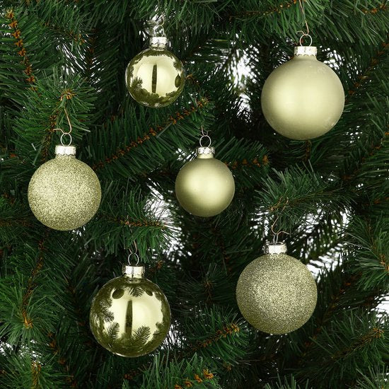 House of Seasons Weihnachtskugelset - 42 Stück - Ø7 cm - Glas - Hellgrün