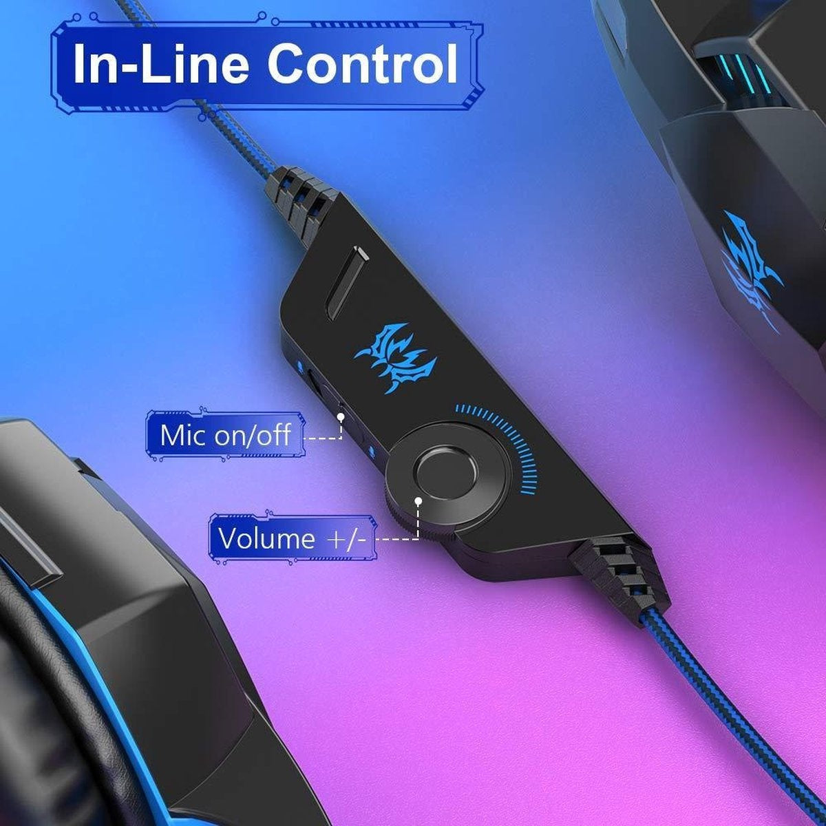 KOTION EACH G2000 Gaming Headset - Schwarz/Blau - Geeignet für PS4, Xbox One, Switch & Windows