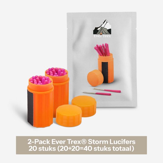 Ever Trex Sturmstreichhölzer - 2er-Pack 40 Stück - Wasserdichtes Notfallset - Notfallset für Zuhause - Camping - Überleben - Feueranzünder - Wasserdichte Streichhölzer