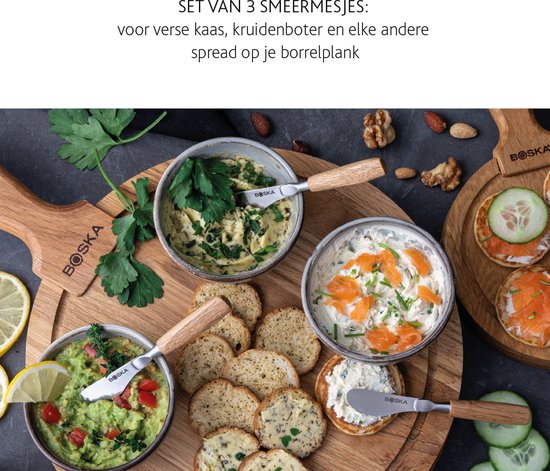Boska Spreizmesser-Set Mini Oslo - 3er-Set - Europäische Eiche - Für Brotaufstriche - Leichtgewicht - 12cm
