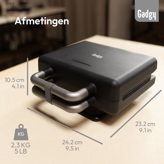 Gadgy Premium Sandwichtoaster für 2 Sandwiches – Schwarz – 3-in-1-Grill, Sandwich- und Waffeleisen – Austauschbare Platten – 600 W – Besonders leistungsstark – 2x Brüsseler Waffel – Croque Monsieur