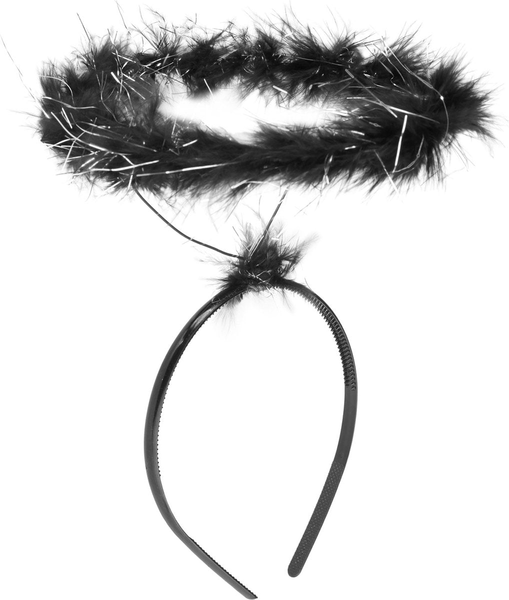 Dressforfun - Halo Schwarz - Flauschiges Diadem Accessoire für Halloween, Karneval & Party - Größe L