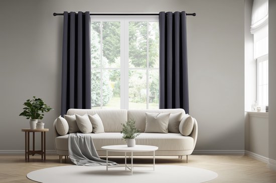 LIFA LIVING Vorhang – Grau – Verdunkelnd & schalldämmend – Vorhänge mit Ringen – 100 % Polyester – 150 x 250 cm – 1 Stück