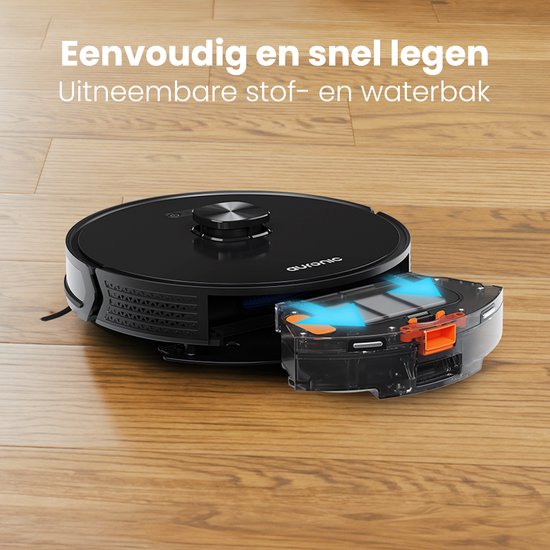 Auronic Staubsaugerroboter - mit Wischfunktion - WiFi und App - Ladestation - Haustiere - Wischroboter - Lasernavigation - Schwarz