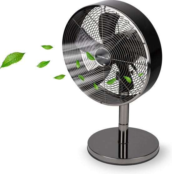 Lifetime Air Tischventilator - 230V - Tischventilator 30CM - 3 Geschwindigkeiten - Oszillationsfunktion - Neigbar - Schwarz