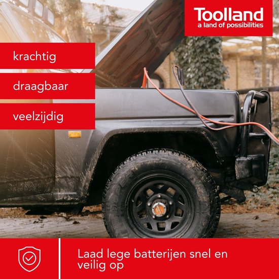 Toolland Batterieladegerät 12/24 V, mit Booster/Starthilfe 9 A, mit thermischem Überlastungsschutz, Amperemeter - Metallgehäuse, rot
