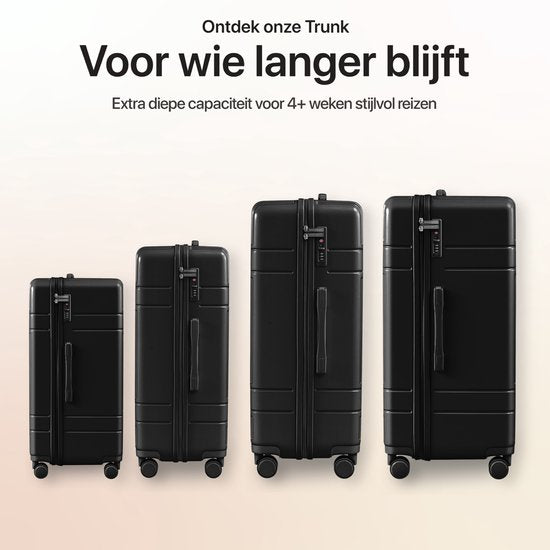 SKYCASES Trunk Travel Suitcase - Classic Heritage - Extra großer Koffer - 110L - TSA Lock - Lightweight Trolley - 78x44x36 cm - Trunk Roll Case - Spinner Wheels - Black