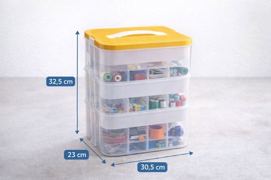 Ceruzo Spielzeug-Aufbewahrungsbox – 3 Ebenen – Transparent – Stapelbar – Organizer – Einlegeböden