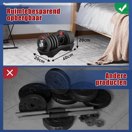 DH FitLife Verstellbare Hantel – 1,5 bis 18 kg – 12-in-1-Gewichtsverstellung – Platzsparend – Für das Krafttraining zu Hause