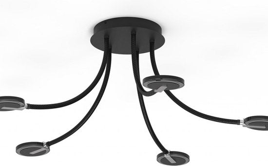 Deckenleuchte Turound 3376ZW Schwarz – dreh- und neigbar, aus Glas und Metall, Ø 91,5 cm, Steinhauer