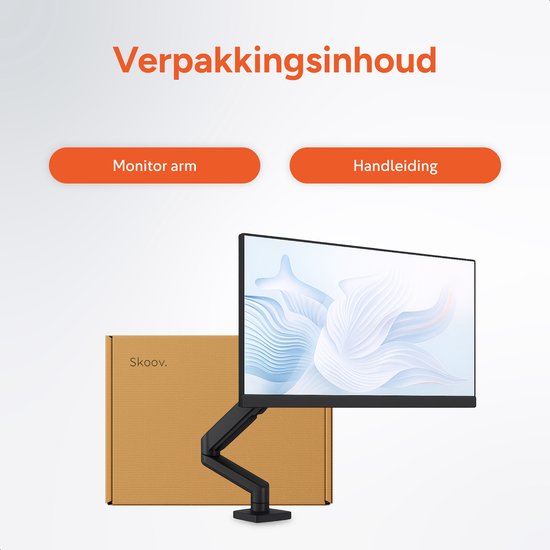 Skoov Monitorarm mit Gasfeder – Für 13–32 Zoll – Halterung für 1 Bildschirm – Monitor – Ständer – Halter – Halterung – Besonders stabil – Schwarz