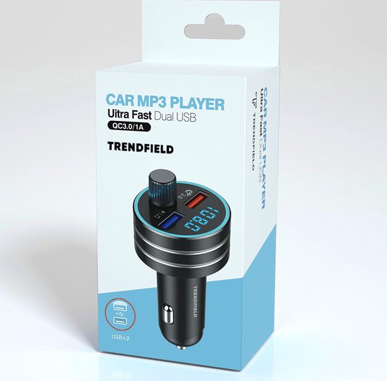 Trendfield FM Transmitter Bluetooth 5.0 - Carkit USB 3.0 Fast Charging - Autozubehör - Musik kabellos über Spotify oder Youtube hören