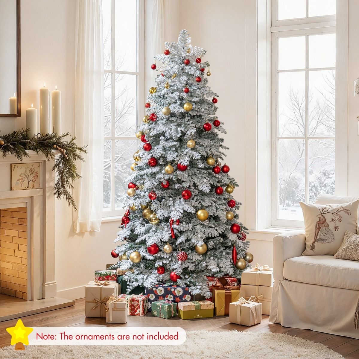 Coast Künstlicher Weihnachtsbaum 180 cm Grün/Weiß - verschneit mit 260 LED-Lichtern - faltbar & vormontiert