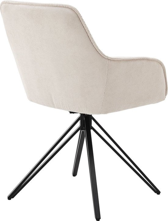 Esszimmerstuhl / Drehstuhl / Schalensessel Clyde - Corduroy Beige - Metallgestell