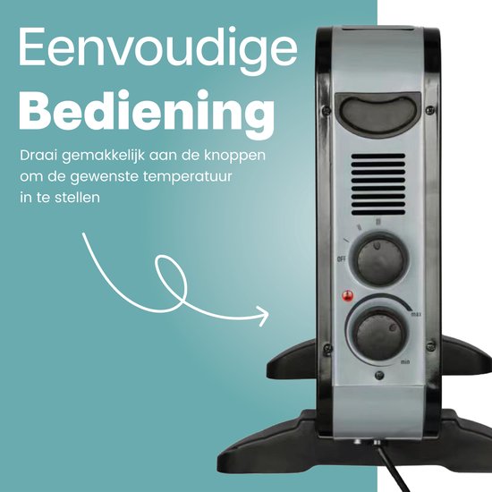 AirKing Elektrische Konvektorheizung - 1250/2000 Watt - Elektrische Konvektorheizung mit einstellbarem Thermostat - Elektrische Heizungen - Schwarz