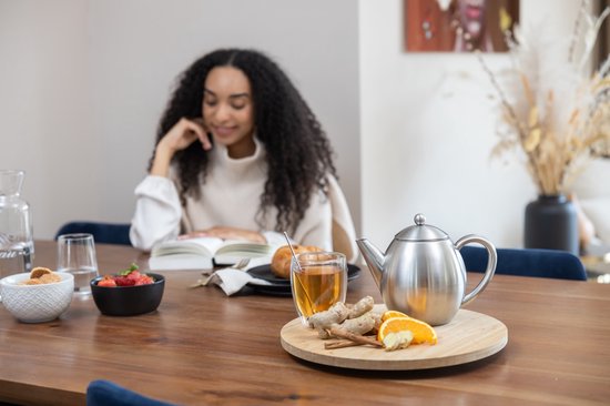 Vaja® Teekanne Valerie aus Edelstahl – Teekanne – Teekanne mit Sieb – Teekanne – Doppelwandige Teekanne – Teekanne mit Warmhaltefunktion – Teekanne aus Edelstahl – 1,2 Liter