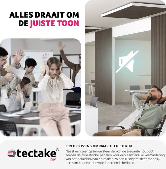 tectake - 2er-Set Akustikpaneele Sonic Wall - Farbe Ebenholz - Schallabsorbierendes Paneel - Lärmreduzierung - verschiedene Farben - Maße pro Paneel (LxBxH): ca. 120x60x2,1cm