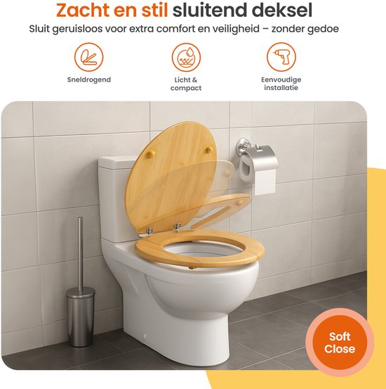 Goliving Toilettensitz - Toilettensitz mit Deckel - Softclose - Universal - Inklusive Montageset - Holz - Bambus