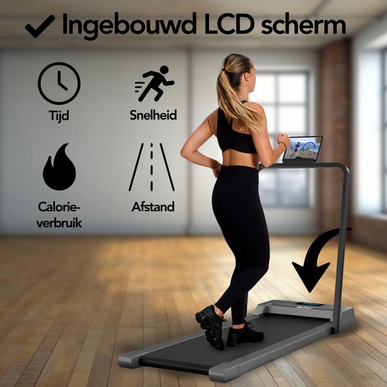Brixy Laufband - 1-10km/h - Walking-Laufband - LED-Anzeige & Fernbedienung - Bluetooth - App - Walking Pad - Anthrazit