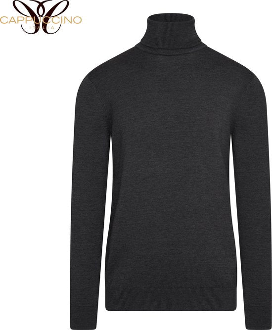 Cappuccino Italia – Herrenpullover, Rollkragenpullover, Charcoal – Grau – Größe XL