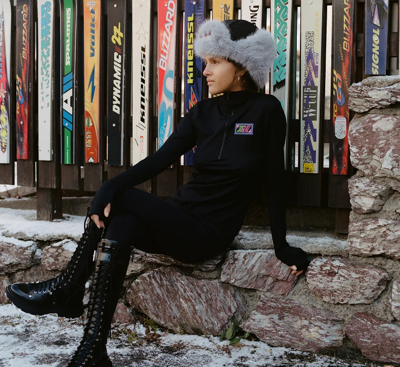 Skiglitz Sisi Legging - Schwarz - Größe 38 - Hochglanz-Skileggings mit Signature Logo