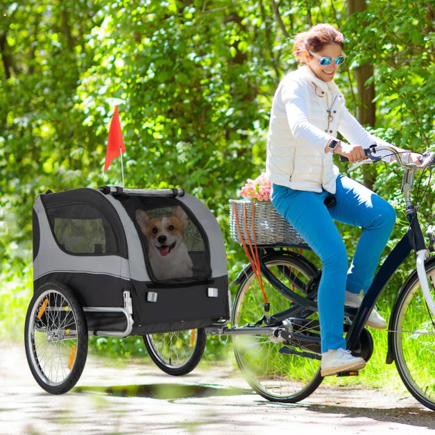 Coast Fahrradanhänger für Haustiere | Zusammenklappbarer Transportwagen 135x72x95 cm | Grau | Geeignet bis 40 kg