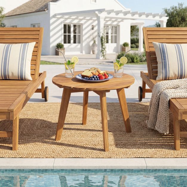 Coast Beistelltisch Natur - Runder Gartentisch aus Akazienholz - 43 x 43 x 35 cm