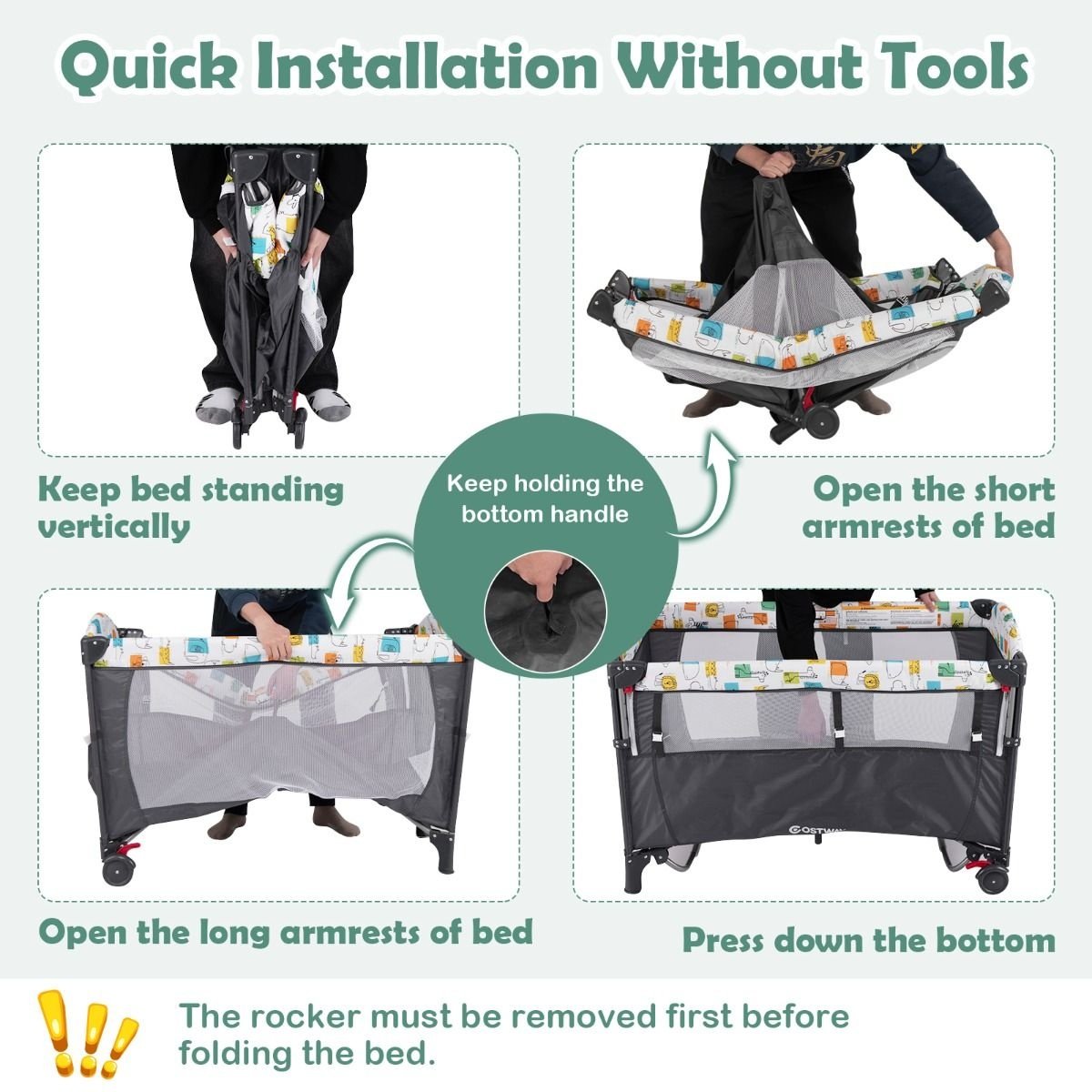 Coast Multifunktions-Babybett - 76 x 108,5 x 83 cm - Grau