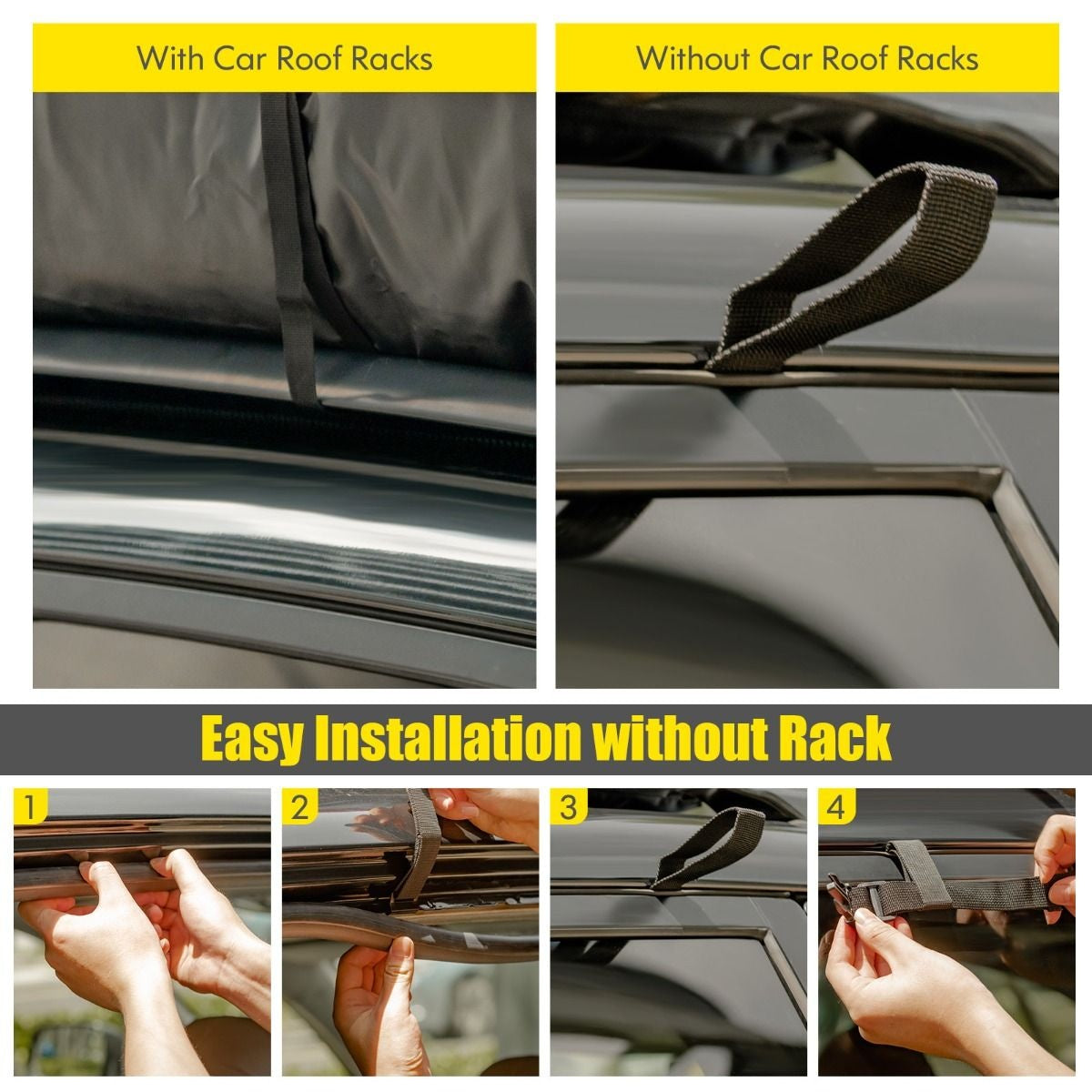 Coast Dachbox mit Zahlenschloss - wasserdicht - 600L - 100 x 130 x 44 cm - Schwarz+Gelb