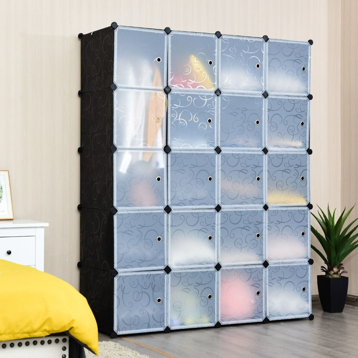 Küstenregal mit 20 Ablagefächern - verstellbar - 123 x 31 x 123 cm - Schwarz