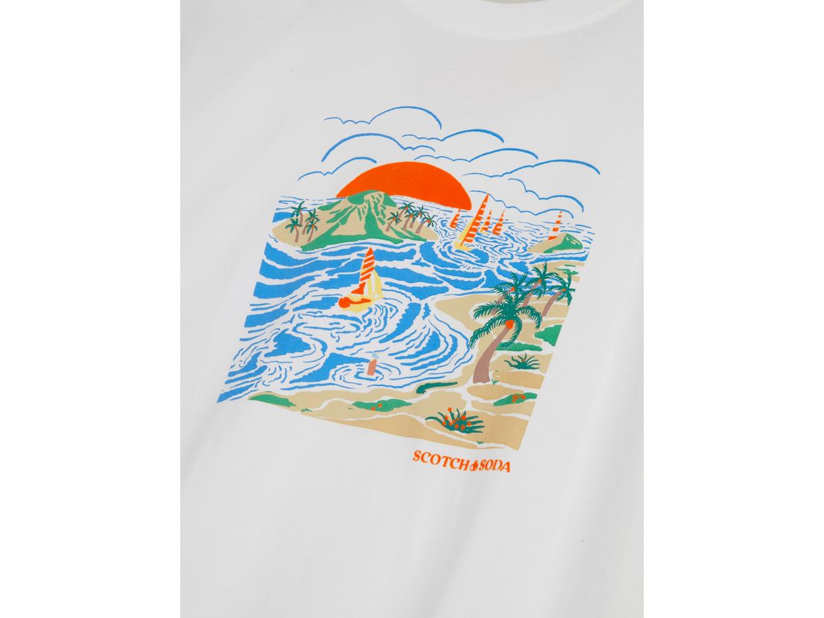 Scotch and Soda T-Shirt mit Aufdruck – Weiß – Größe M